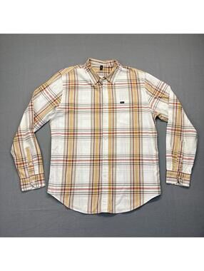 RVCA Men's Long Sleeve Plaid Button-Up Shirt Large